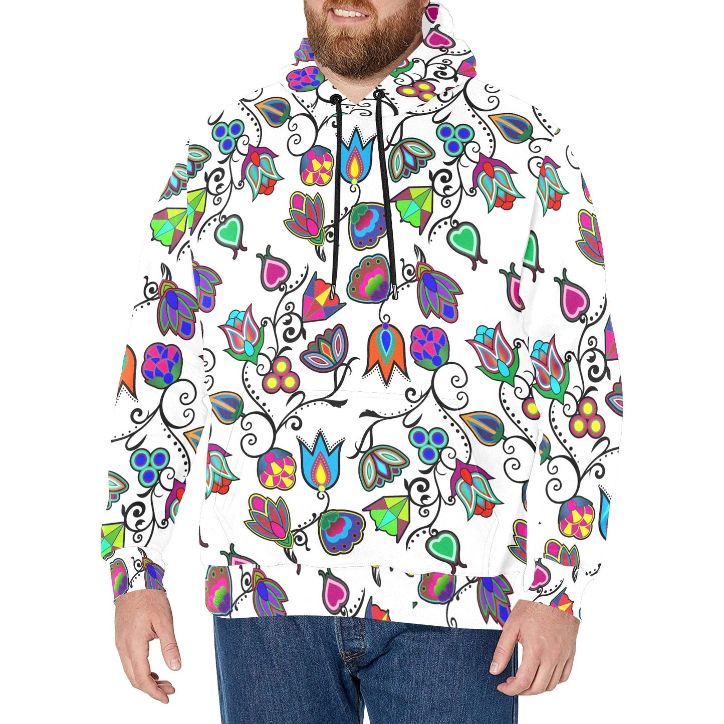 Indigenous Paisley White Men's Long Sleeve Fleece Hoodie