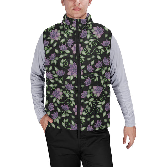 Purple Beaded Rose Men's Padded Vest Jacket