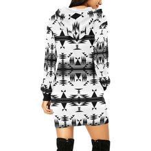 Load image into Gallery viewer, Between the Mountains White and Black Hoodie Dress
