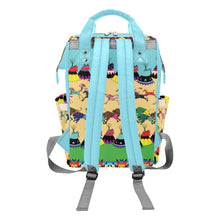 Load image into Gallery viewer, Horses and Buffalo Ledger Torquoise Multi-Function Diaper Backpack/Diaper Bag
