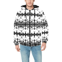 Load image into Gallery viewer, Between the Mountains White and Black Men&#39;s Padded Hooded Jacket
