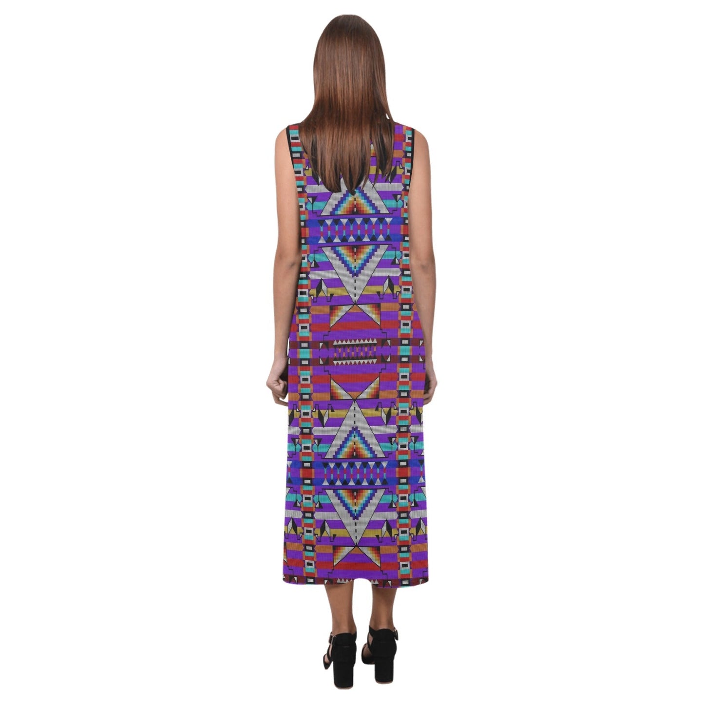 Medicine Blessing Purple Phaedra Sleeveless Open Fork Long Dress