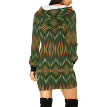 Load image into Gallery viewer, Fire Feather Green Hoodie Dress
