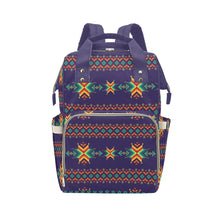 Load image into Gallery viewer, Dreams of Ancestors Indigo Multi-Function Diaper Backpack/Diaper Bag
