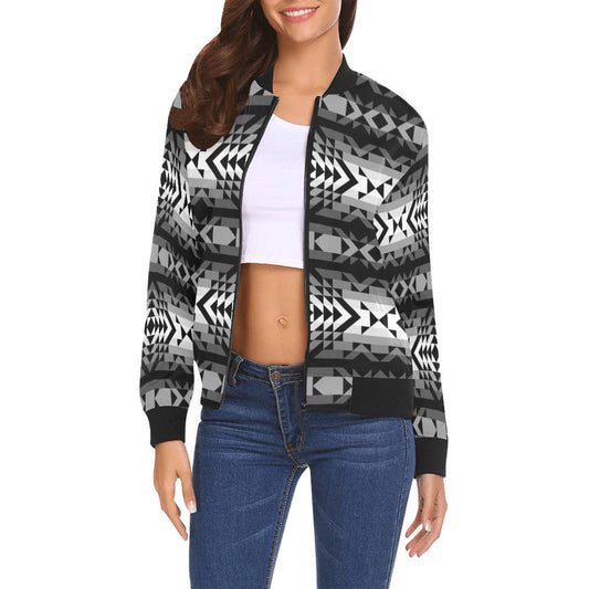 Black Rose Shadow Bomber Jacket for Women