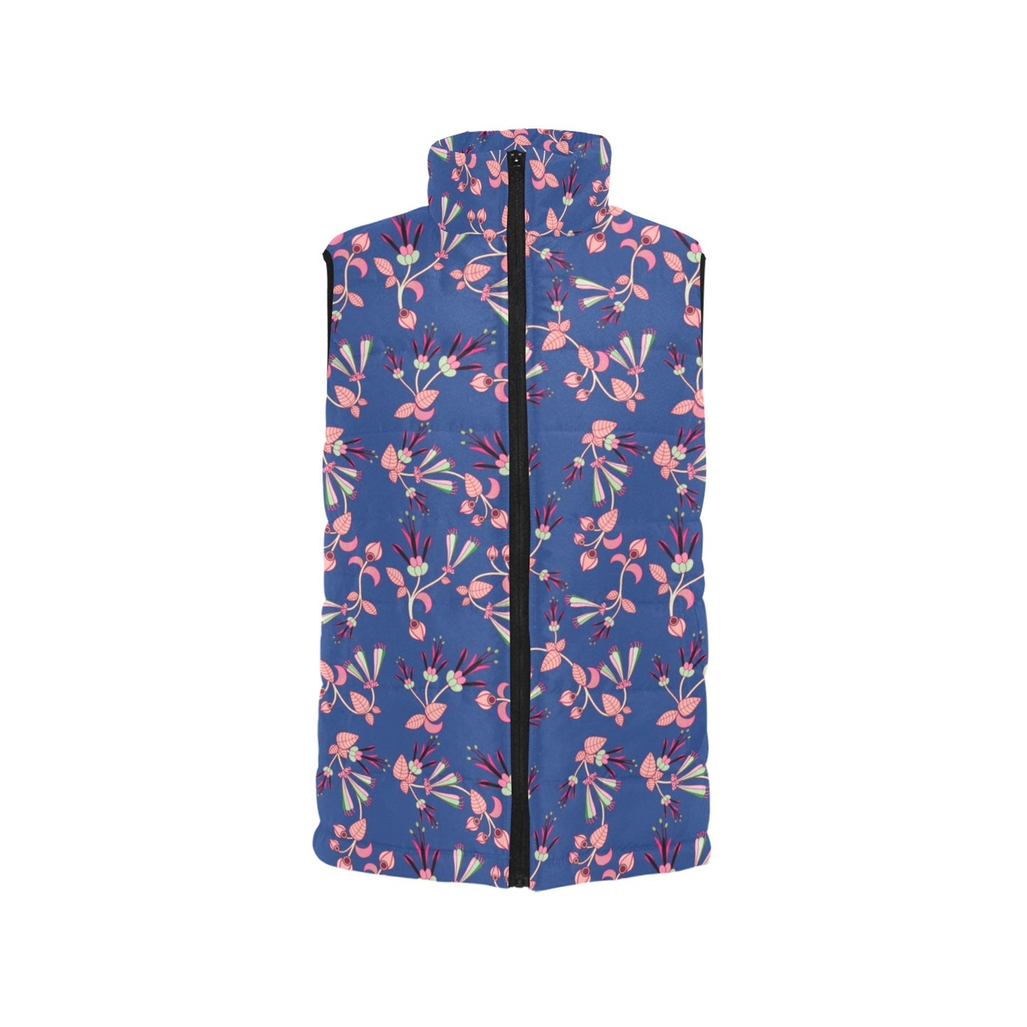 Swift Floral Peach Blue Women's Padded Vest Jacket