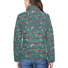 Load image into Gallery viewer, Red Swift Turquoise Women&#39;s Stand Collar Padded Jacket
