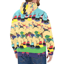 Load image into Gallery viewer, Horses and Buffalo Ledger Blue Men&#39;s Long Sleeve Fleece Hoodie
