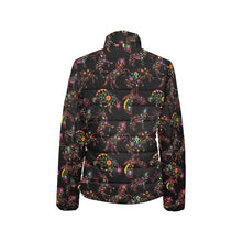 Load image into Gallery viewer, Neon Floral Animals Women&#39;s Stand Collar Padded Jacket
