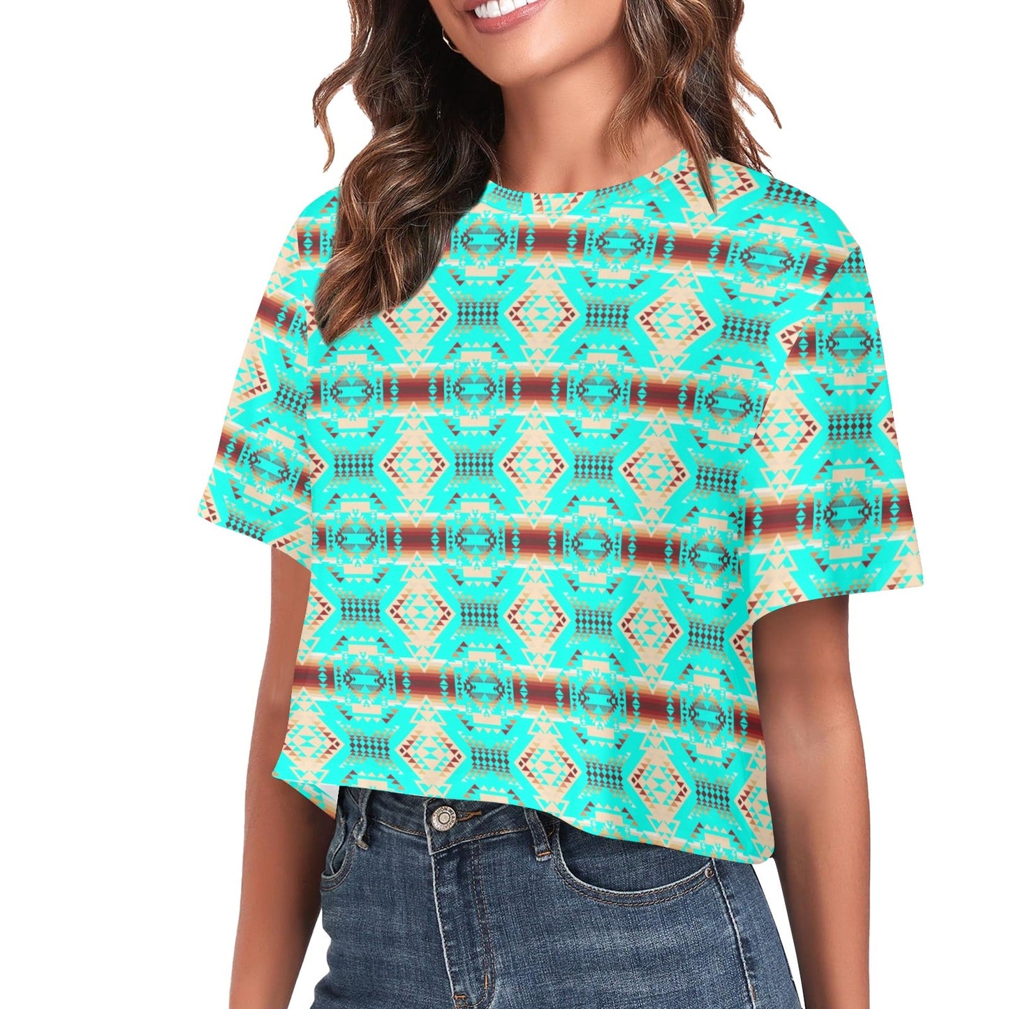 Gathering Earth Turquoise Crop Top