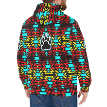 Load image into Gallery viewer, Fire Colors and Turquoise Bearpaw Men&#39;s Long Sleeve Fleece Hoodie
