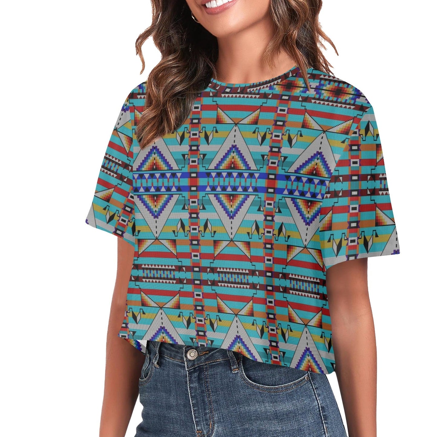 Medicine Blessing Turquoise Crop Top