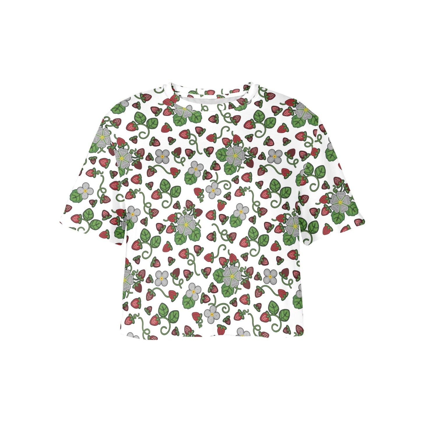 Strawberry Dreams White Crop Top