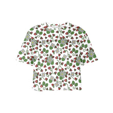 Load image into Gallery viewer, Strawberry Dreams White Crop Top
