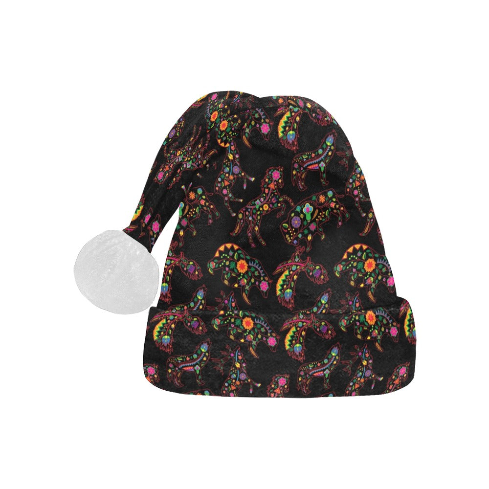 Neon Floral Animals Santa Hat