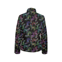 Load image into Gallery viewer, Neon Floral Wolves Women&#39;s Stand Collar Padded Jacket
