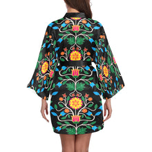 Load image into Gallery viewer, Floral Beadwork Four Clans Long Sleeve Kimono Robe
