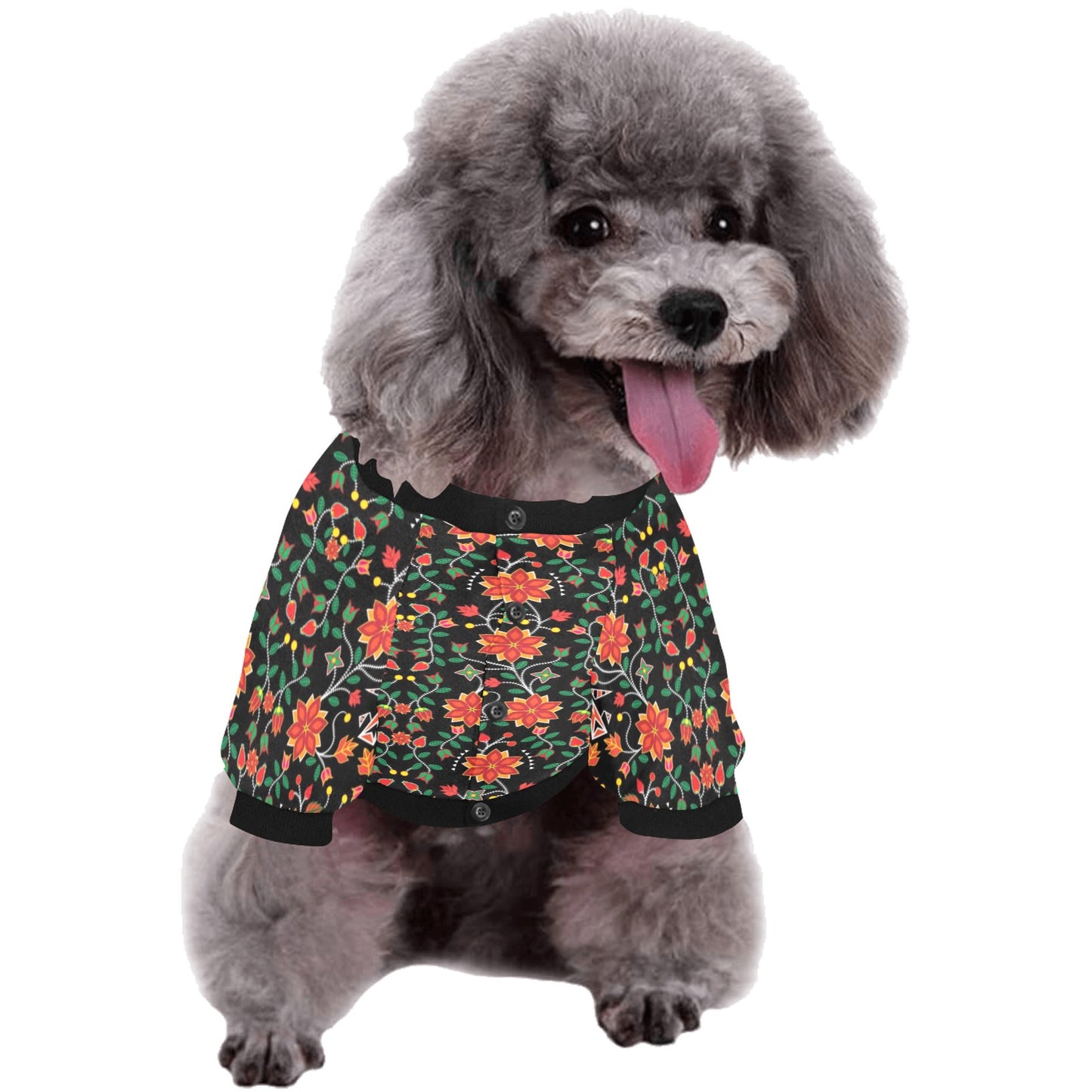 Floral Beadwork Six Bands Pet Dog Round Neck Shirt