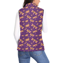 Load image into Gallery viewer, Gathering Yellow Purple Women&#39;s Padded Vest Jacket
