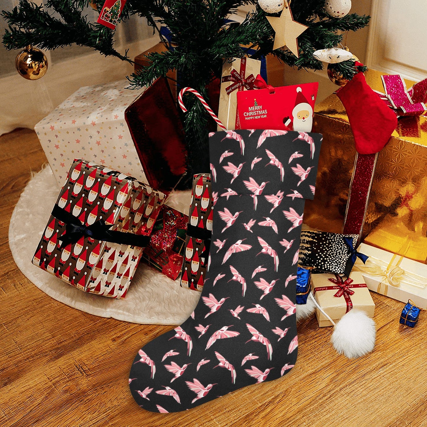 Strawberry Black Christmas Stocking