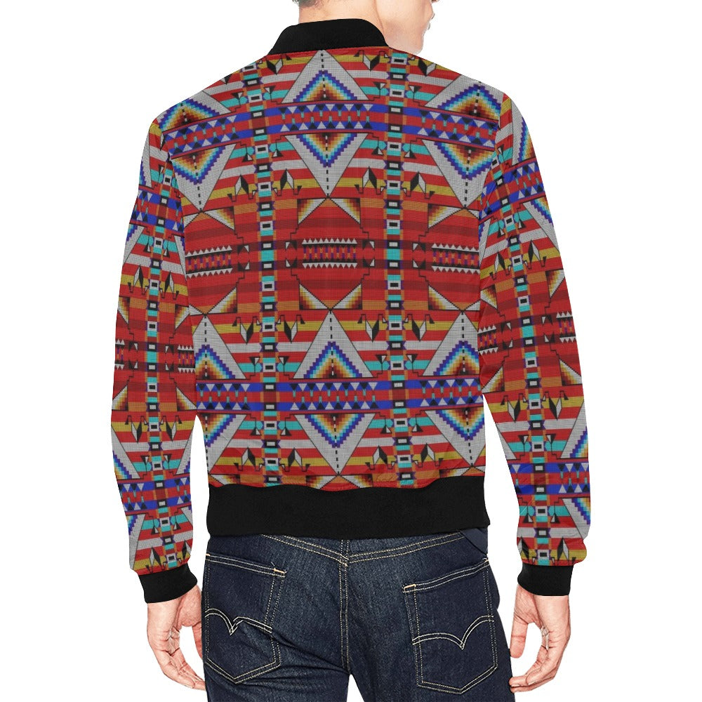 Medicine Blessing Red Bomber Jacket for Men