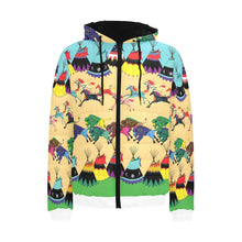 Load image into Gallery viewer, Horses and Buffalo Ledger White Men&#39;s Padded Hooded Jacket
