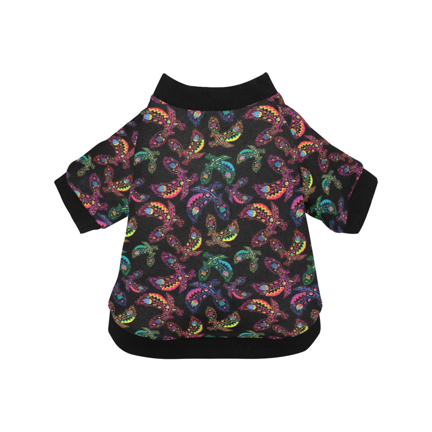 Neon Floral Eagles Pet Dog Round Neck Shirt