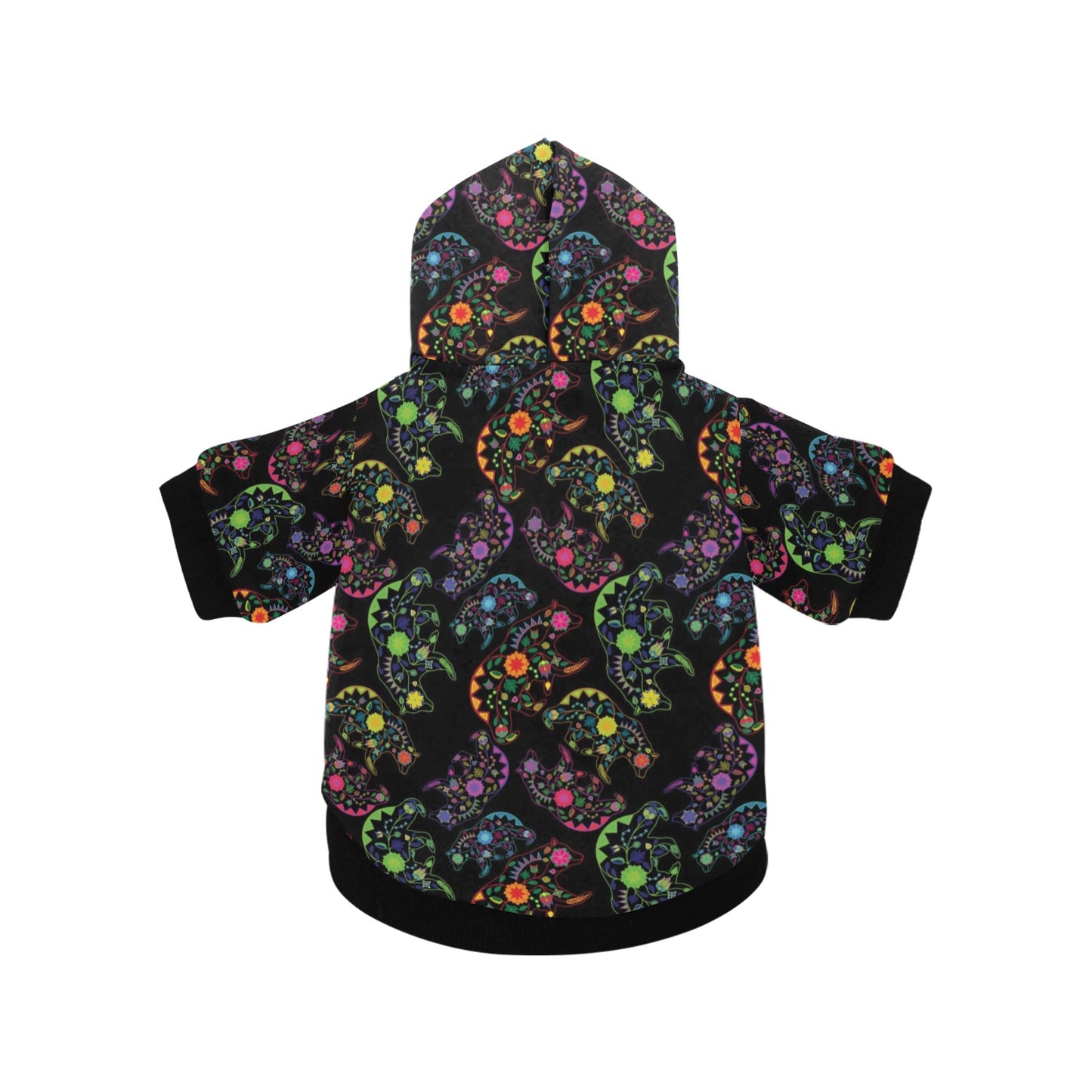 Neon Floral Bears Pet Dog Hoodie