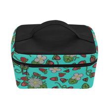 Load image into Gallery viewer, Strawberry Dreams Turquoise Cosmetic Bag/Large
