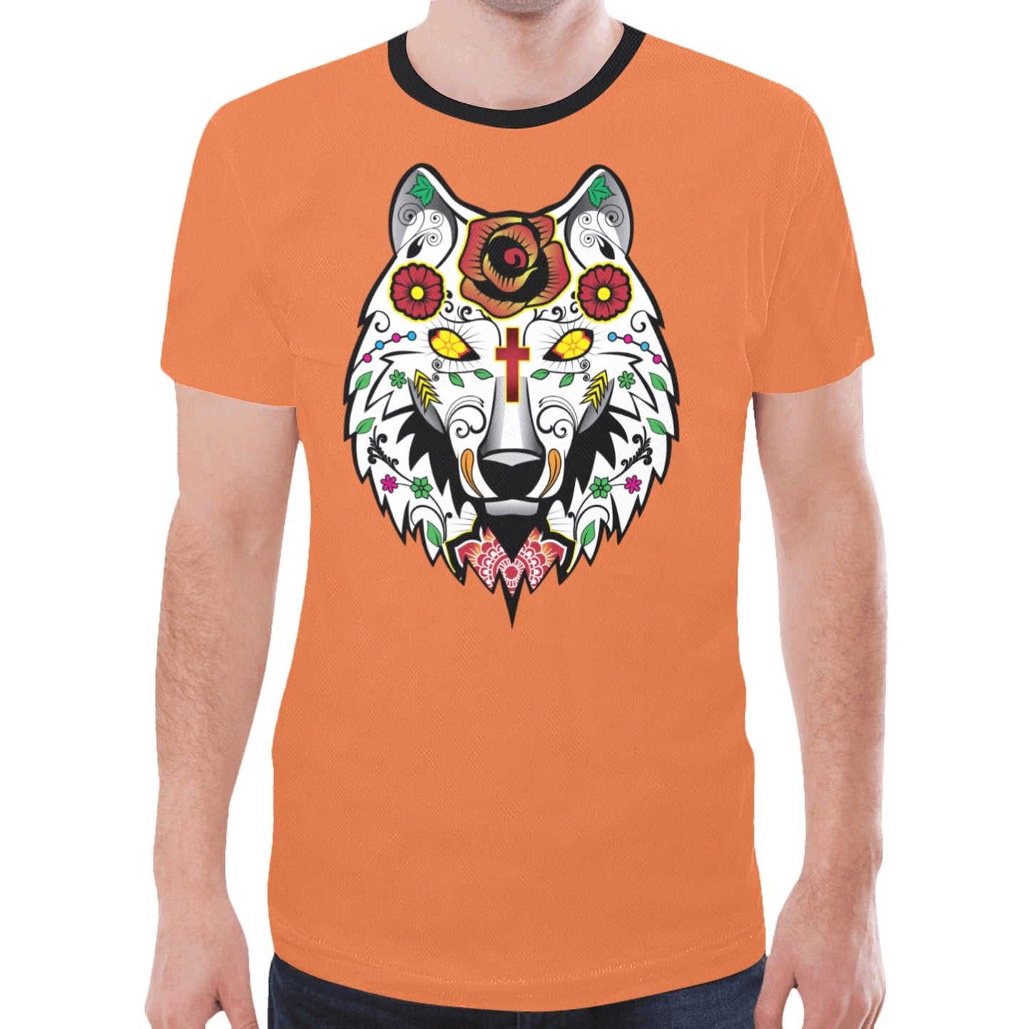 Wolf Spirit Guide Orange New T-shirt for Men