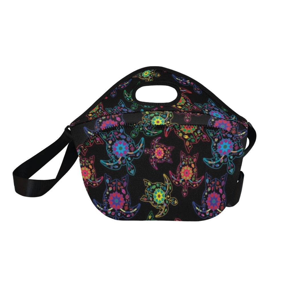 Neon Floral Turtle Neoprene Lunch Bag/Large