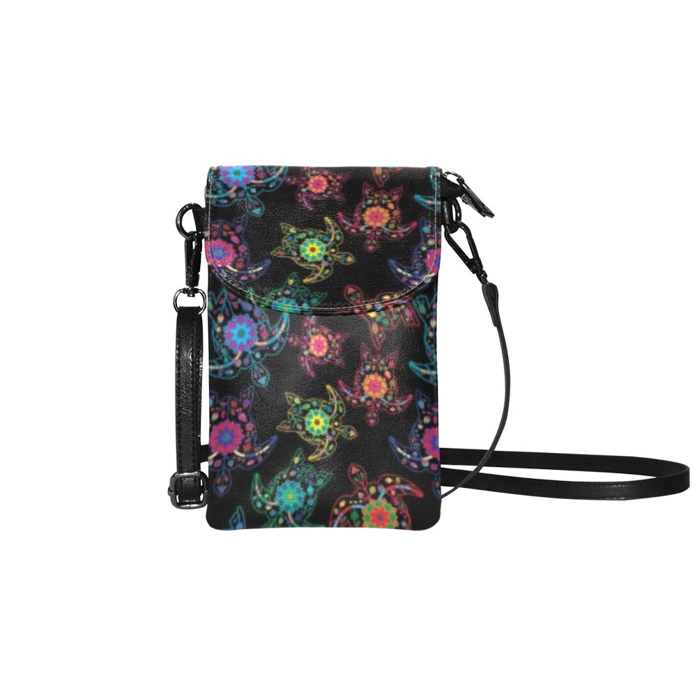 Neon Floral Turtle Small Cell Phone Purse