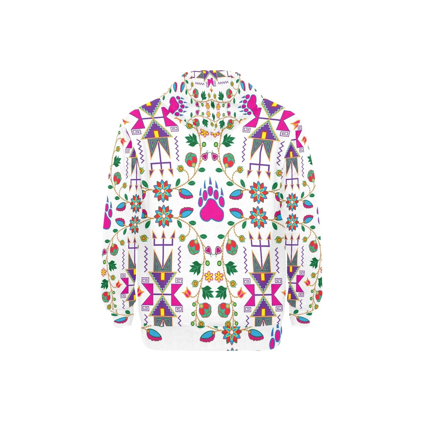 Geometric Floral Fall White Men's Long Sleeve Fleece Hoodie