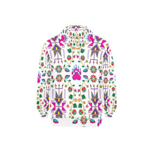 Load image into Gallery viewer, Geometric Floral Fall White Men&#39;s Long Sleeve Fleece Hoodie
