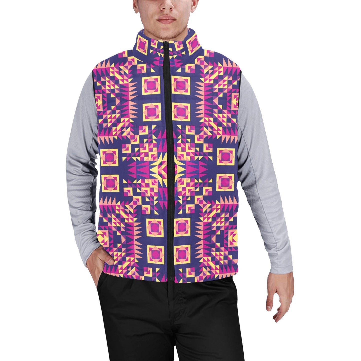 Kaleidoscope Bleu Men's Padded Vest Jacket