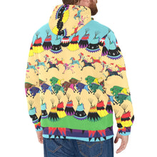 Load image into Gallery viewer, Horses and Buffalo Ledger Torquoise Men&#39;s Long Sleeve Fleece Hoodie
