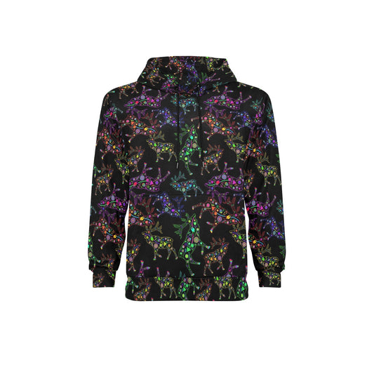 Neon Floral Elks Fleece Hoodie