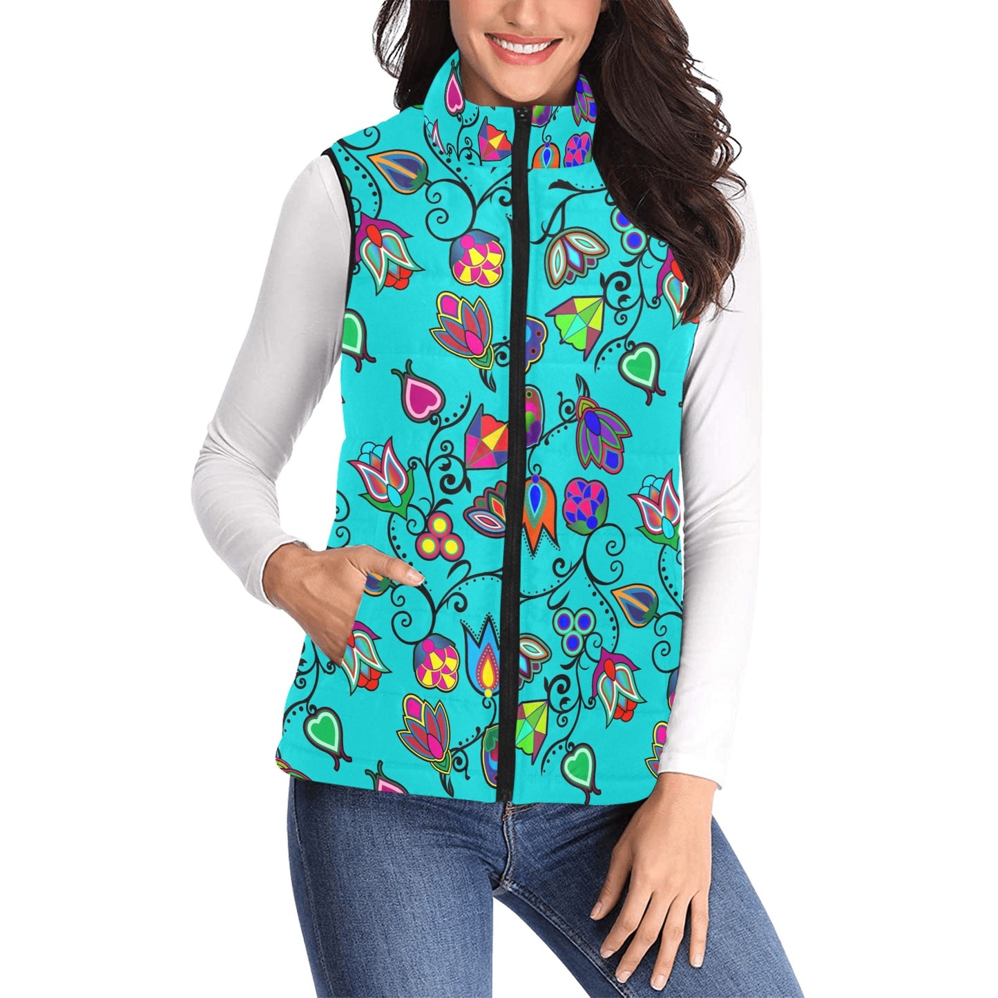 Indigenous Paisley Sky Women's Padded Vest Jacket