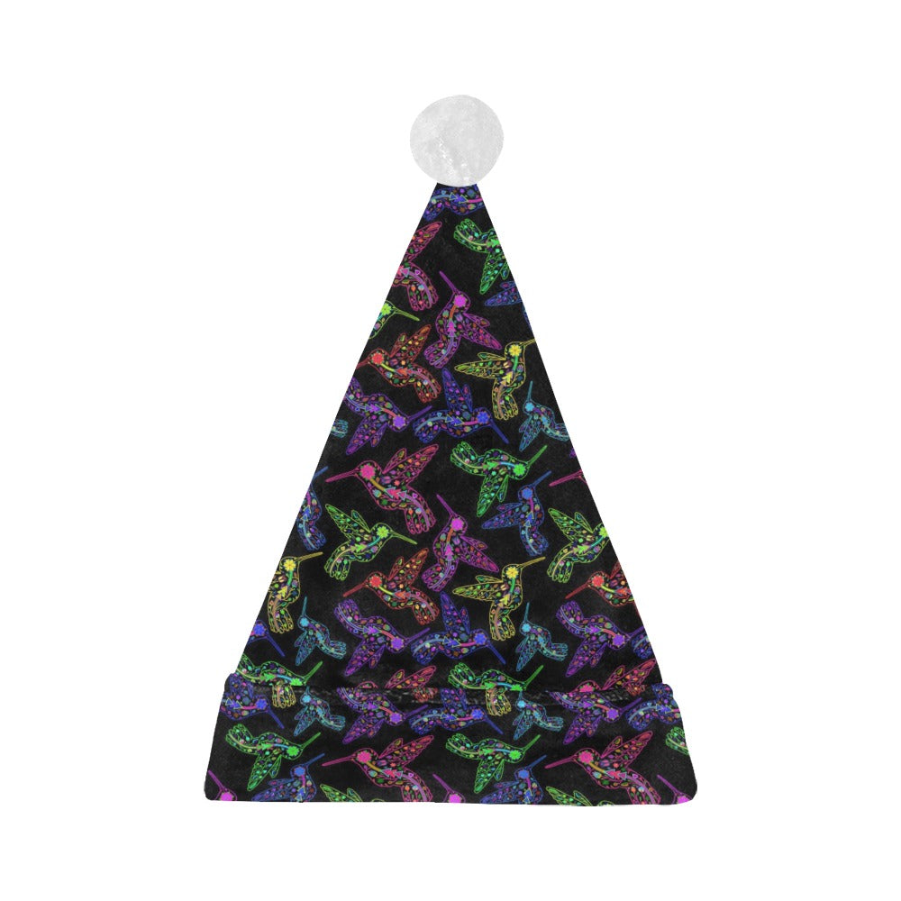 Neon Floral Hummingbirds Santa Hat