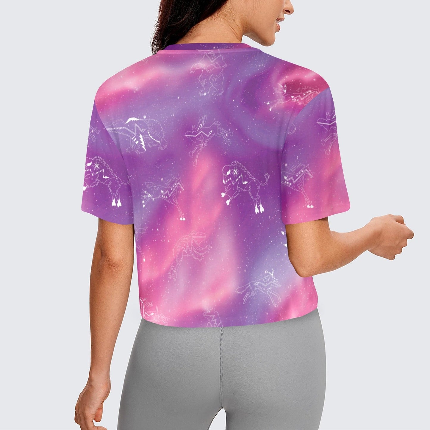 Animal Ancestors 7 Aurora Gases Pink and Purple Crop Top