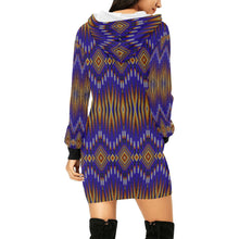 Load image into Gallery viewer, Fire Feather Blue Hoodie Dress
