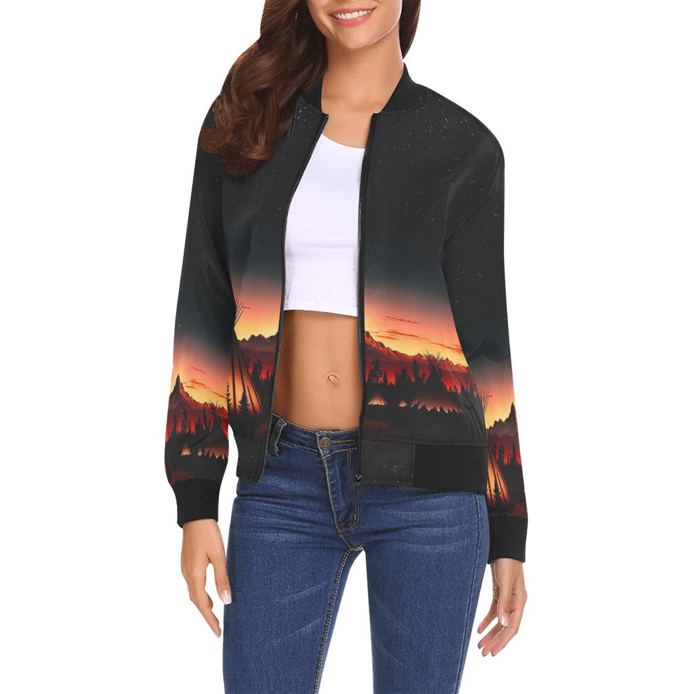 Sunset Tipis Bomber Jacket for Women