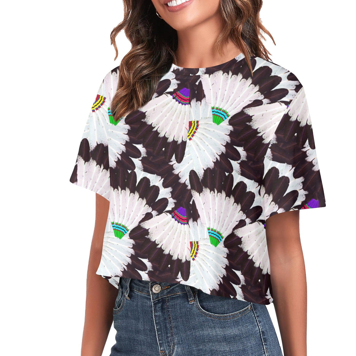 Eagle Feather Fans Crop Top