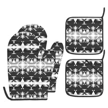 Load image into Gallery viewer, Between the Mountains Black and White Oven Mitt &amp; Pot Holder
