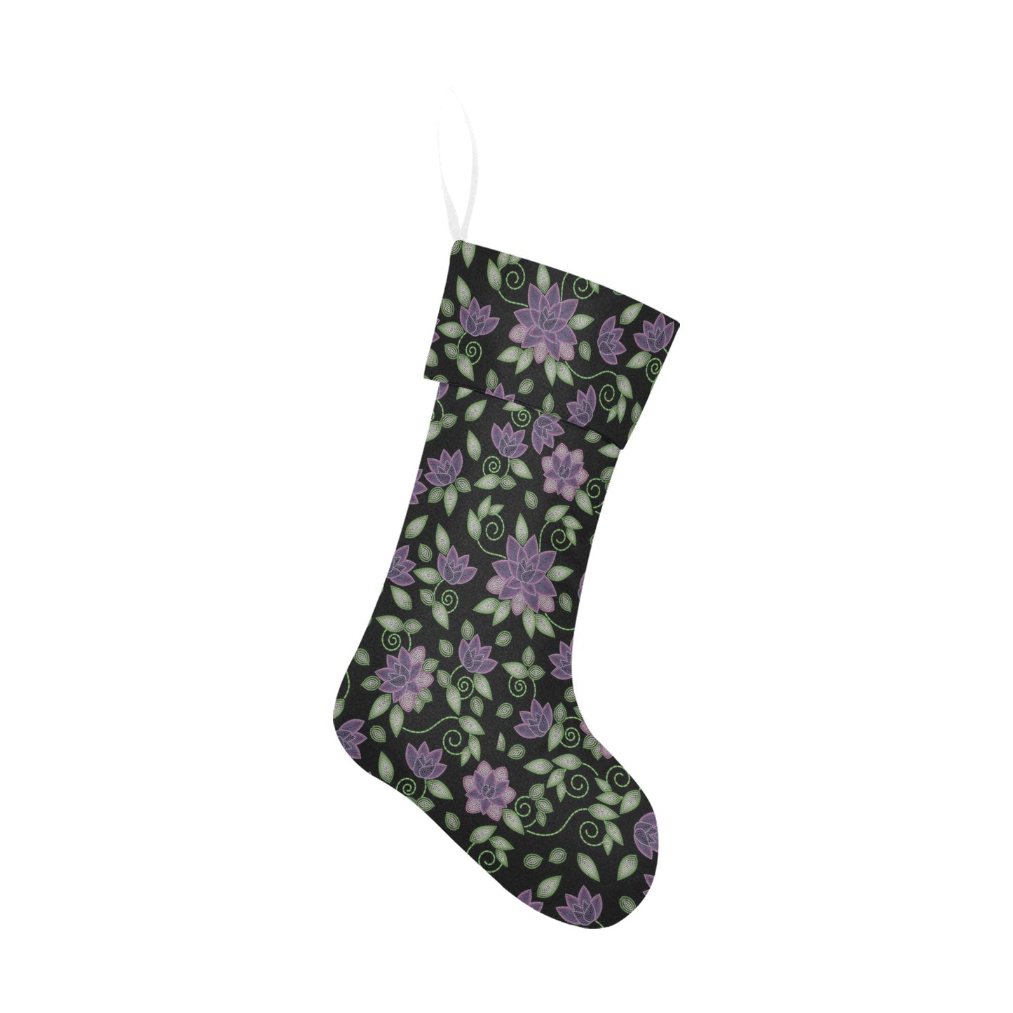 Purple Beaded Rose Christmas Stocking