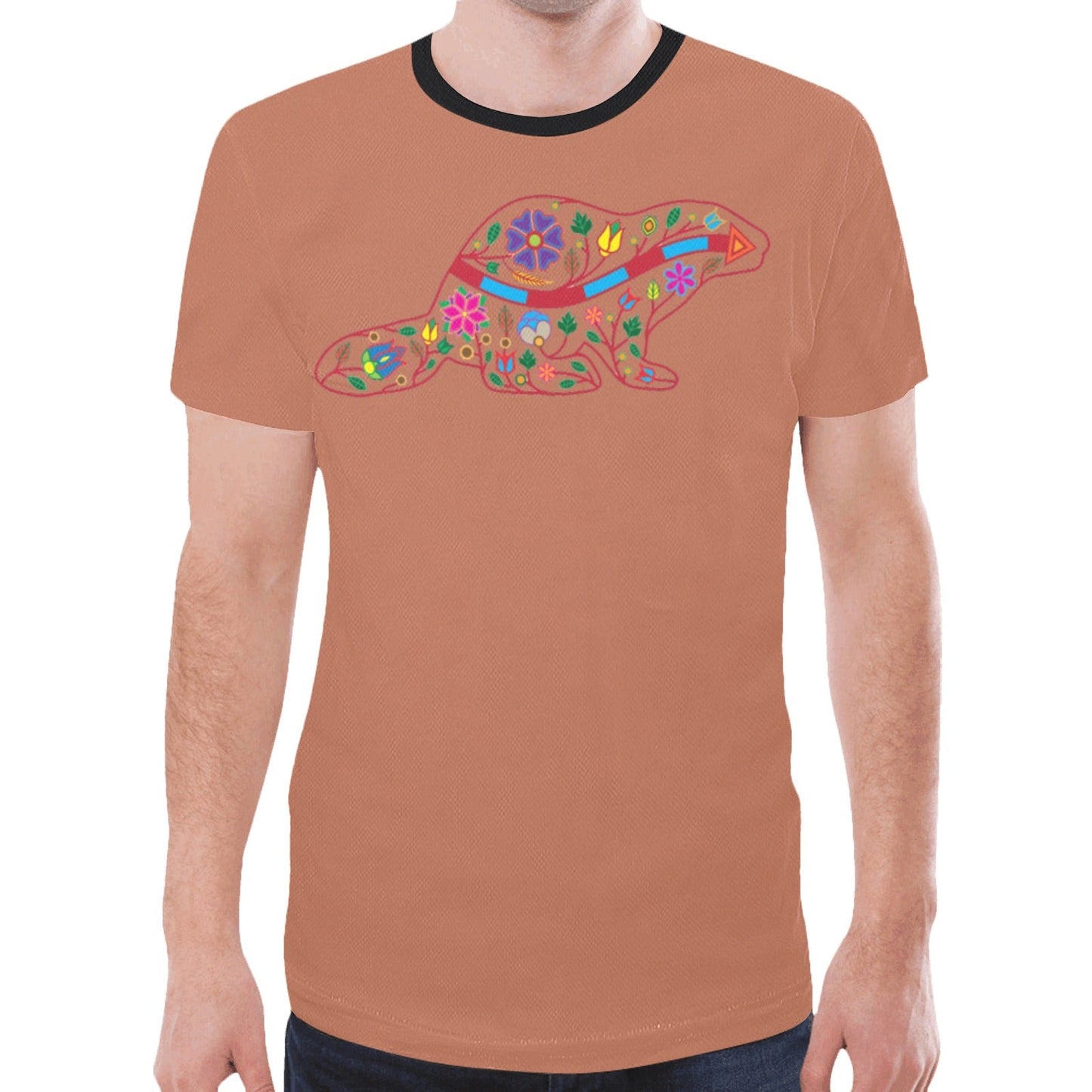 Floral Beaver Spirit Guide (Brown) New T-shirt for Men