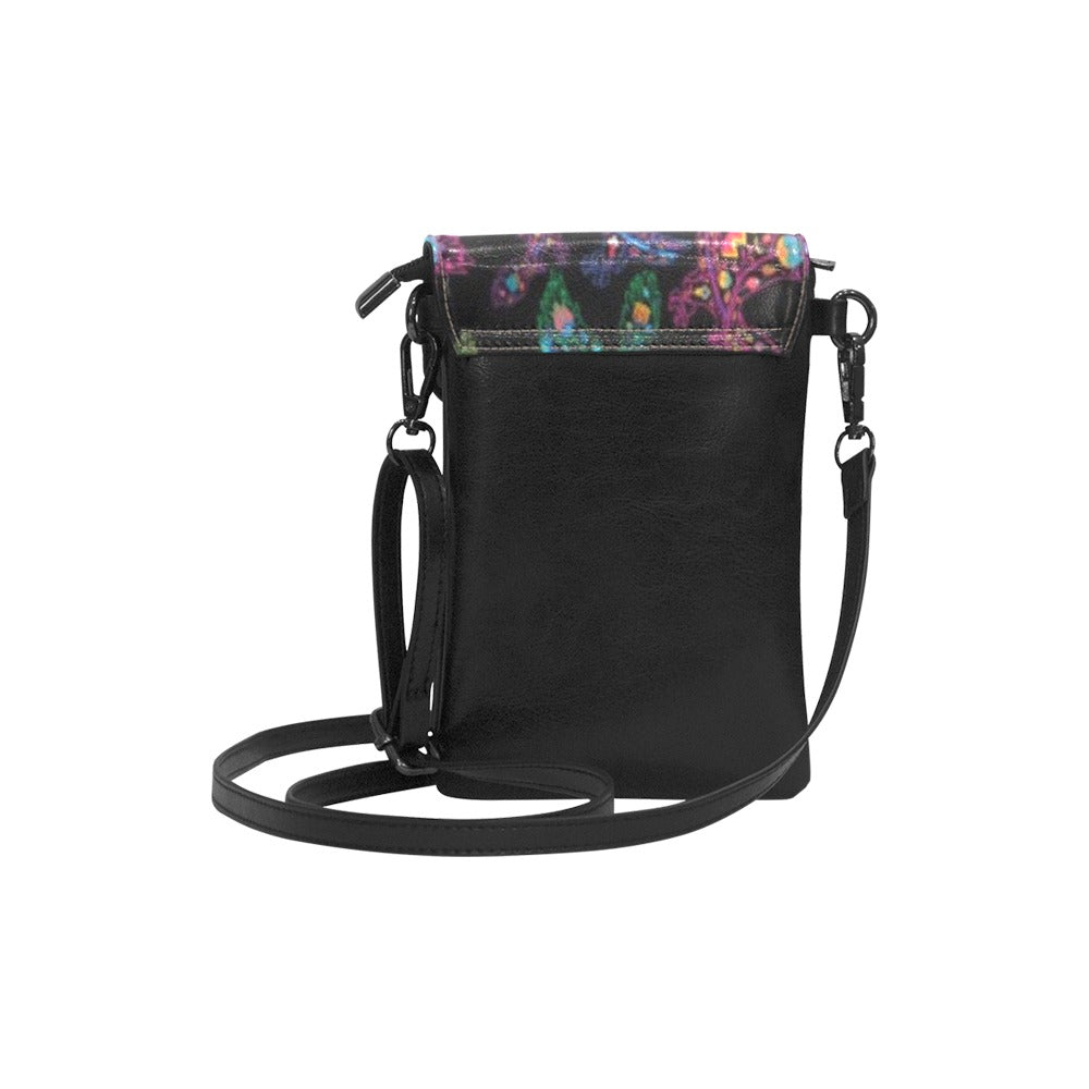 Neon Floral Eagles Small Cell Phone Purse