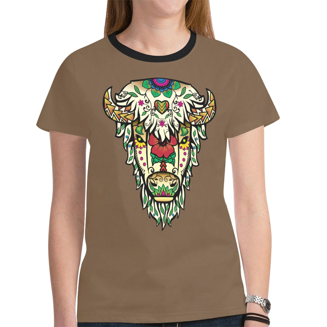 Buffalo Spirit Guide (Dark Brown) New T-shirt for Women