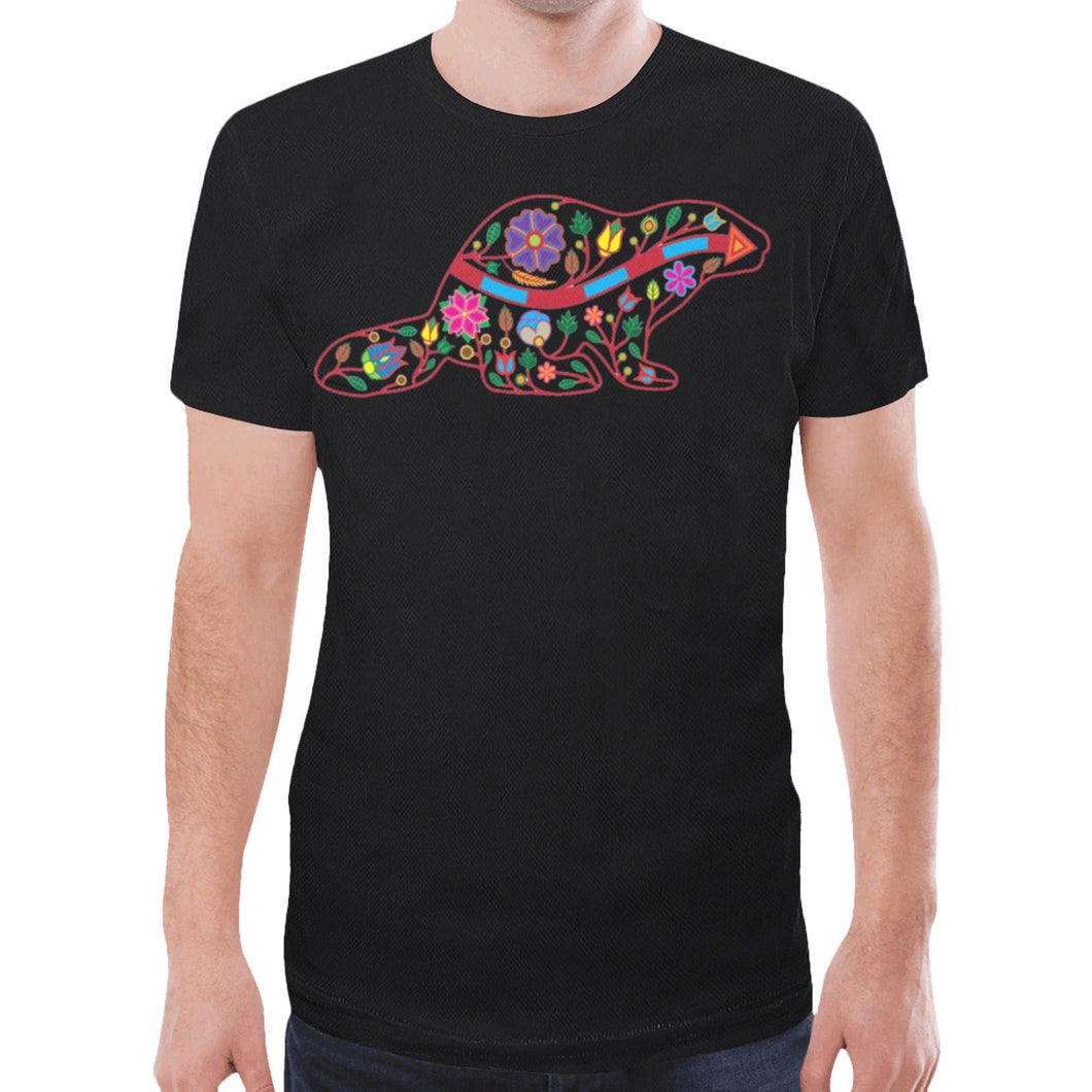 Floral Beaver Spirit Guide (Black) New T-shirt for Men