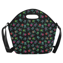 Load image into Gallery viewer, Berry Flowers Black Neoprene Lunch Bag
